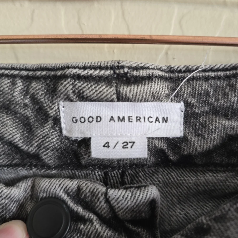 Good American Slit Hem Jeans Black acid wash Size 4/27